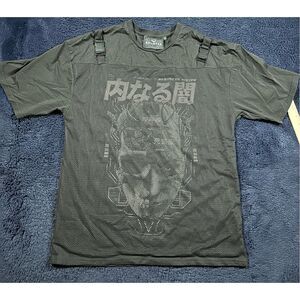 Killstar Y2K Style Cyber Grunge Mesh Cotton T Shirt Straps S/Large Sz B15